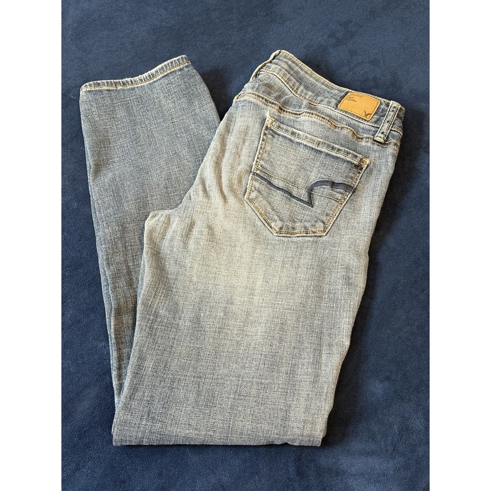 American Eagle Womens Straight Leg Jeans Blue Size 10 Short